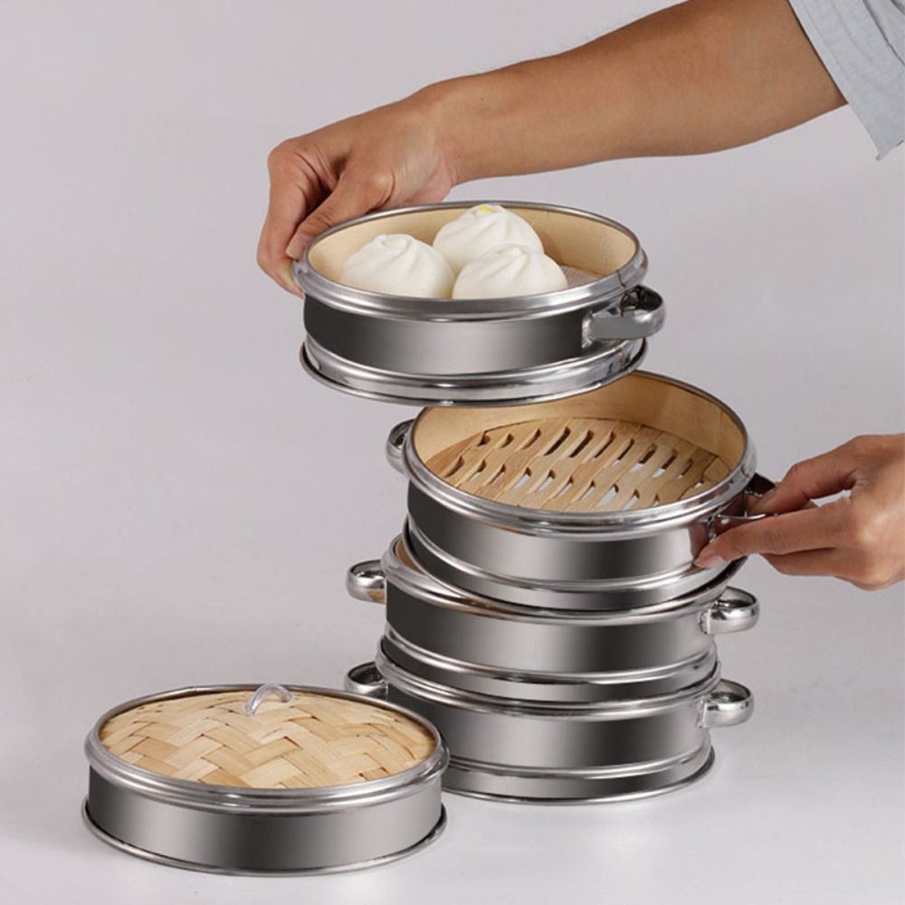 Bao Steamer Bamboo - Alat Memasak Dim Sum Bulat Rak