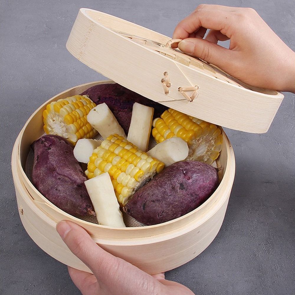 Bao Steamer Bamboo - Keranjang Kukusan Bambu Cina dengan Tutup